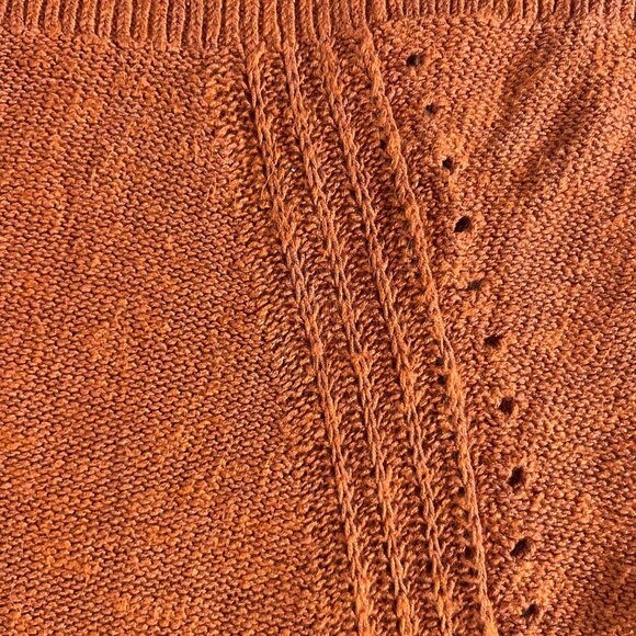 Anthropologie Mayfield Linen Sweater Rust Orange Small Boho Fall Pullover - Picture 7 of 10